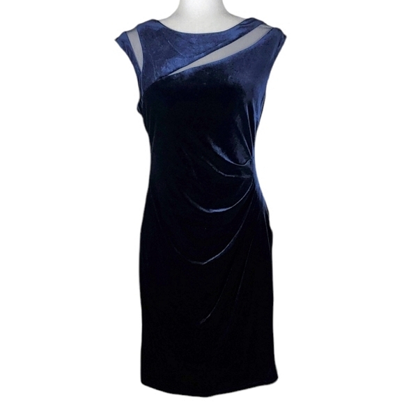 Scarlett Crushed Velvet Mesh Cut-Out Sheath Dress - Picture 2 of 8